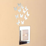 Chrome Mirror Reflective or Frosted Butterfly Wall Vinyl Stickers