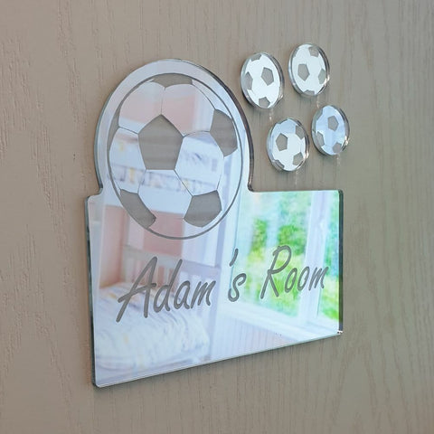 Personalised Football and Footballs Door Name Plaque Boy Girls Bedroom Room Sign