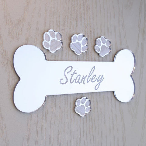 Personalised Bone and Paws Dog Cat Door Name Plaque Boy Girls Bedroom Room Sign