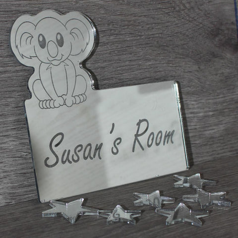Personalised Koala and Stars Door Name Plaque Boy Girls Bedroom Room Sign