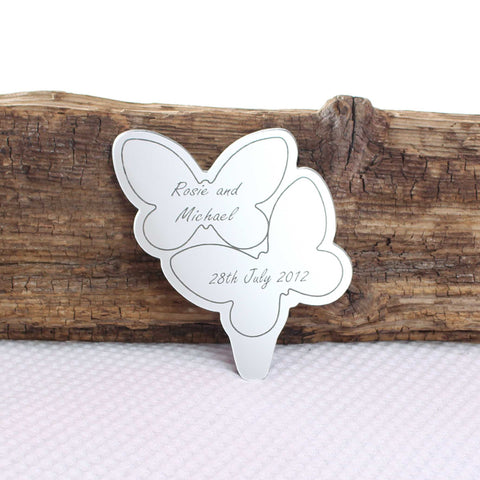 Personalised Double Butterfly Mirror Cake Topper