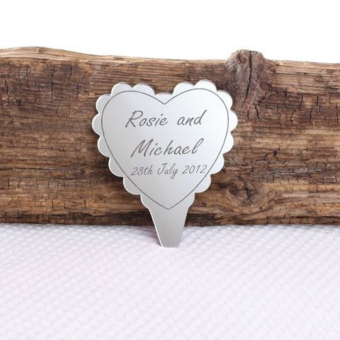 Personalised Heart Frill Mirror Cake Topper