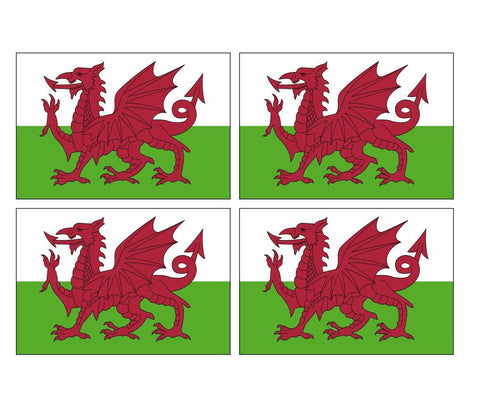 4 Welsh Wales Flags