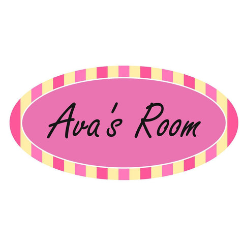 Personalised Pink Candy Striped Oval Plaque