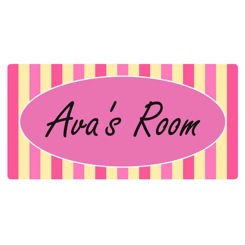 Personalised Pink Candy Stripe Rectangle Plaque