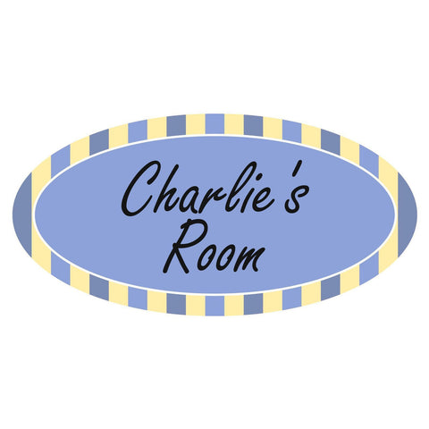 Personalised Blue Candy Striped Oval Plaque