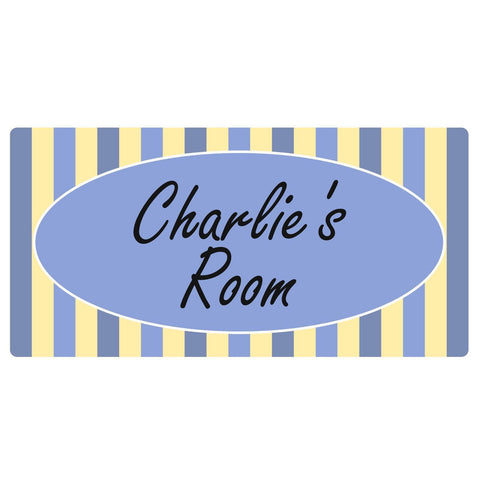 Personalised Blue Candy Stripe Rectangle Plaque