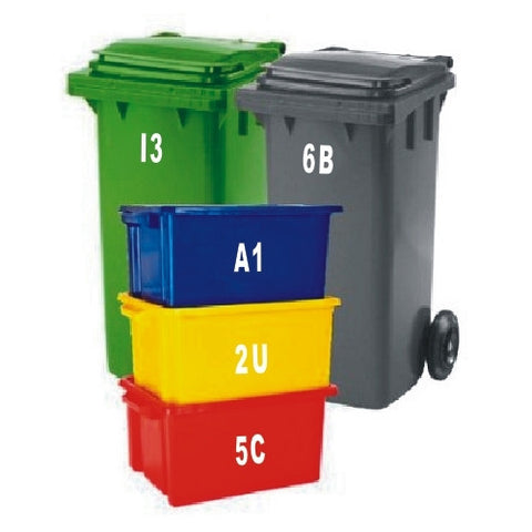 SET OF 10 Wheelie Bin Box Crate Number and Letter Stickers