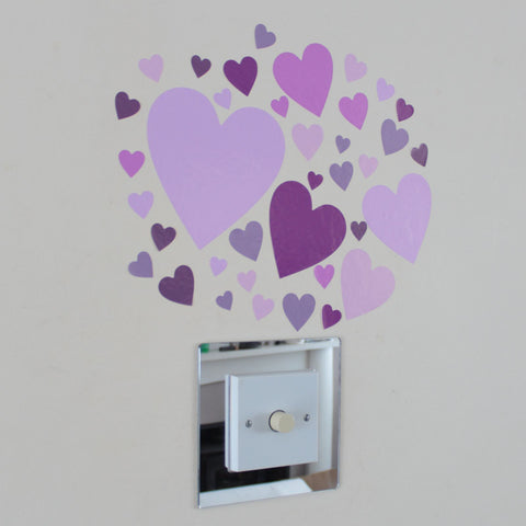 37 Heart Stickers Pink Lilac