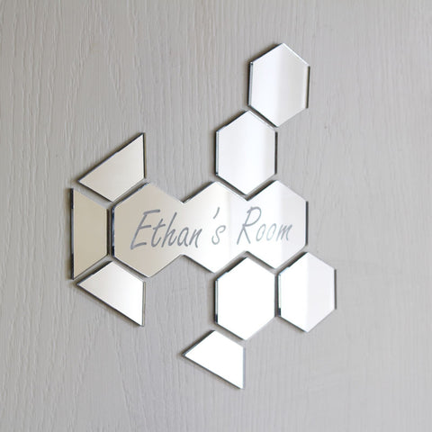 Honeycomb Mirror Set Personalised Door Name Plaque