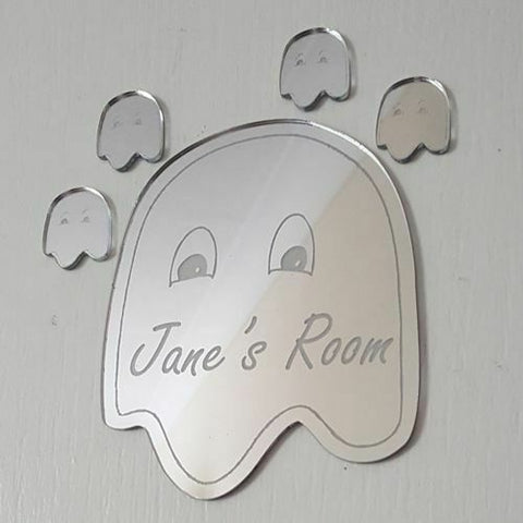 Personalised Ghost Ghosts Mirror Door Name Plaque Girl Boy Bedroom Room Sign