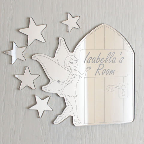 Fairy and Fairy Door Personalised Acrylic Mirror Door Plaque Set